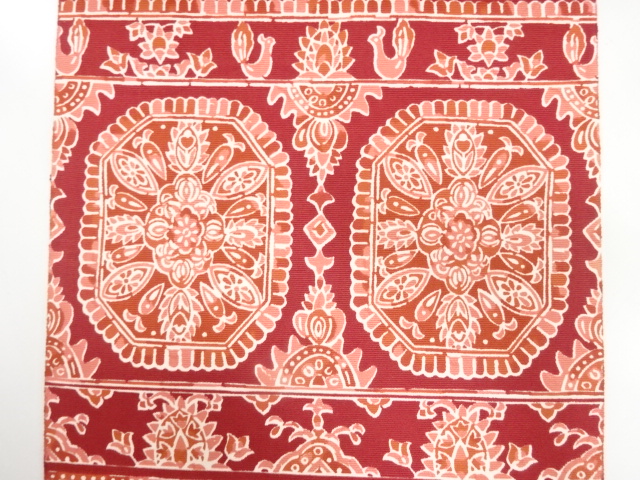  アンティーク　花鳥更紗模様　名古屋帯地反物